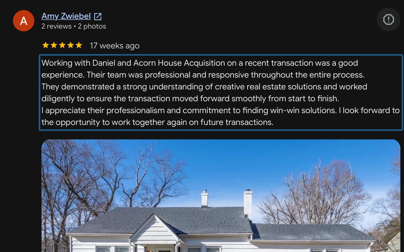 5-star Google review from Amy Z.